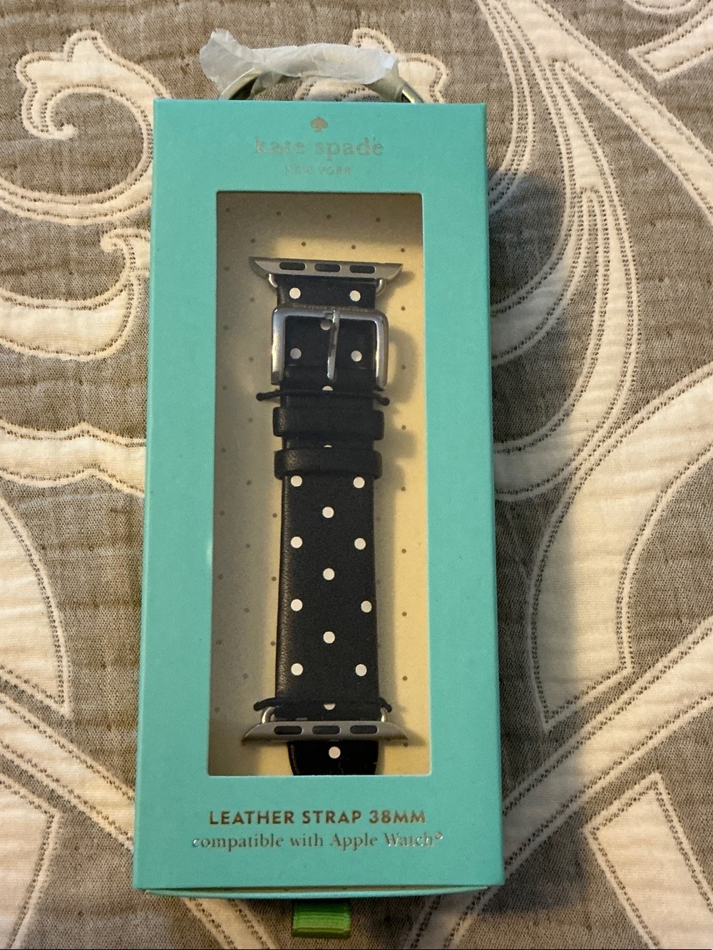 Kate Spade New York Black Polka Dot Leather Apple Watch Band 38mm